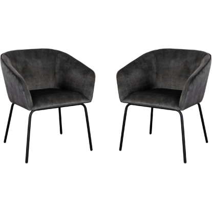 Diamond Sofa AVERYDCGR2PK Avery Dining Chair Textured Grey Velvet Black Metal (Set of 2)