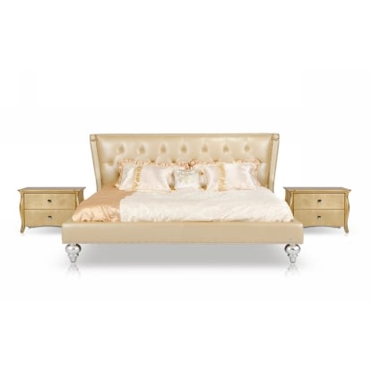 LA Furniture Eastern King Monica Modern Champagne Leather Bed VGUNAW227-180-EK Contemporary Style by Vig Furnitrue Number 13556 Catch Home Goods