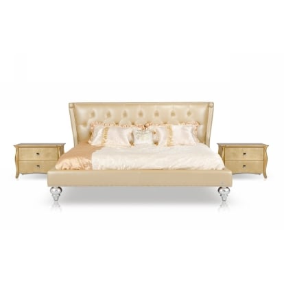 LA Furniture Eastern King Monica Modern Champagne Leather Bed VGUNAW227-180-EK Contemporary Style by Vig Furnitrue Number 13556 Catch Home Goods