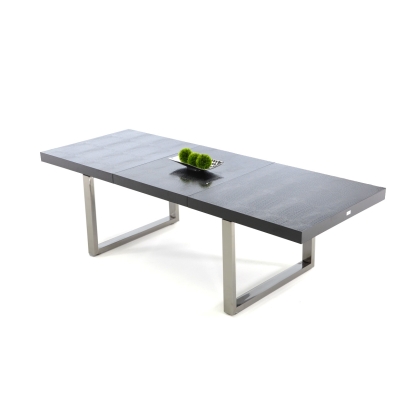 A&X Skyline Modern Black Crocodile Lacquer Extendable Dining Table Black Dining Table 12640 VGUNAC803-255-B