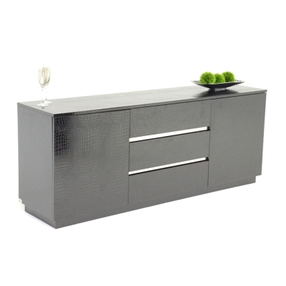 LA Furniture Skyline Modern Black Crocodile Lacquer Buffet VGUNAC636-180-BLK Contemporary Style by Vig Furnitrue Number 12638 Catch Home Goods