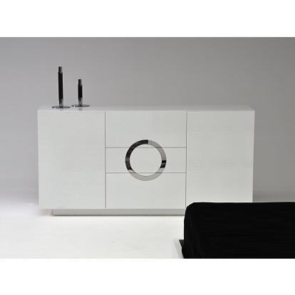 A&X Ovidius Modern White Crocodile Lacquer Bed White Bed 12954|13066|14783 VGUNAW223-180