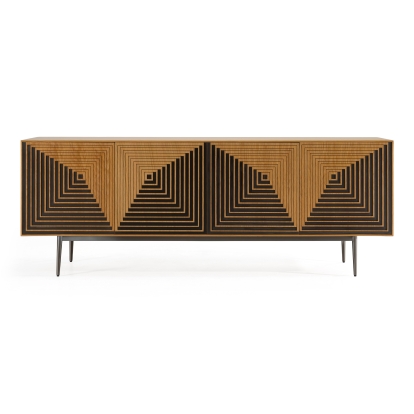 LA Furniture Azteca Modern White Oak + Black Geometric Pattern Buffet VGVC-G2566 Contemporary Style by Vig Furnitrue Number 83301 Catch Home Goods