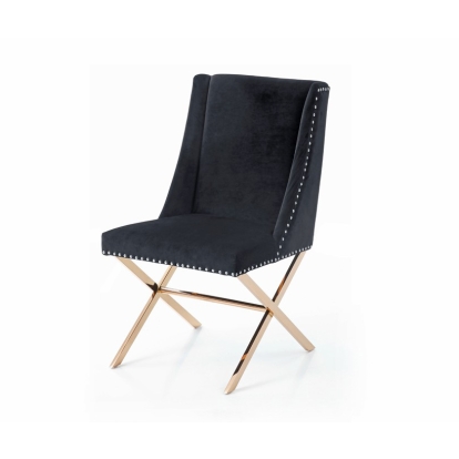 Modrest Alexia Modern Black & Rosegold Dining Chair Black Dining Chair 74191 VGVCB8356-BLK
