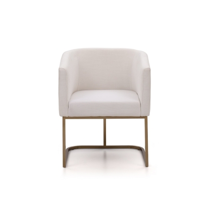 Modrest Yukon Modern White Fabric and Antique Brass Dining Chair White Dining Chair 72662 VGVCB8362-WHTBRS