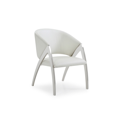 Modrest Rabia Modern White Leatherette Accent Chair White Lounge Chair 73786 VGVCB899A-WHT