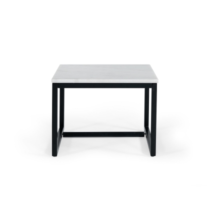Modrest Baca White Marble + Black Metal End Table White End Table 79101 VGGMM-ET-1580-WHT-ET