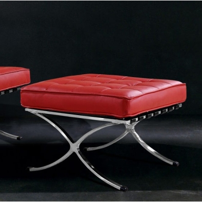 Divani Casa Bellatrix Modern Red Leather "X" Leg Ottoman Red Ottoman 11930 VG2T0364-RED-OTT