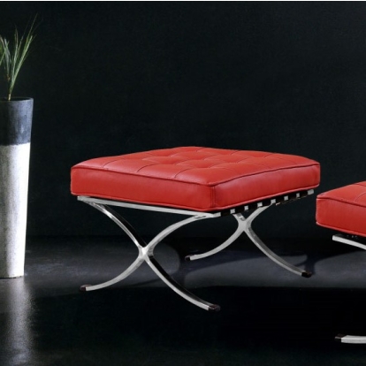 Divani Casa Bellatrix Modern Red Leather "X" Leg Ottoman Red Ottoman 11930 VG2T0364-RED-OTT