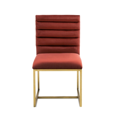 Modrest Barker Modern Red & Brush Gold Dining Chair (set of 2) Red Dining Chair 77369Z VGGMDC-1251A