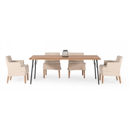 LA Furniture Barnum Industrial Oak and Black Iron Live Edge Dining Table VGAFSH17-CT7 Contemporary Style by Vig Furnitrue Number 76705A Catch Home Goods