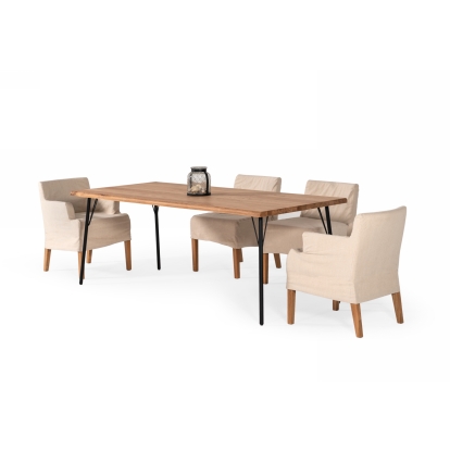 Modrest Barnum Industrial Oak and Black Iron Live Edge Dining Table Oak Dining Table 76705A VGAFSH17-CT7