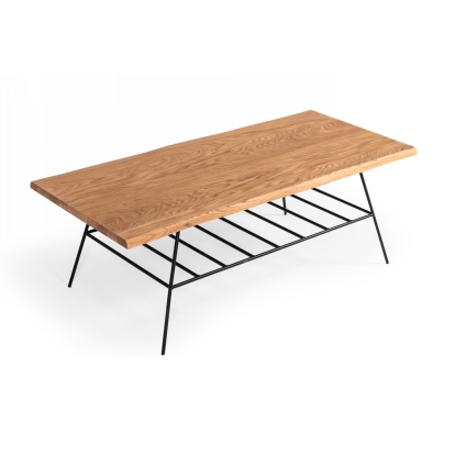 Modrest Barnum Industrial Oak and Black Iron Live Edge Coffee Table Oak Coffee Table 76706 VGAFSH17-CT8