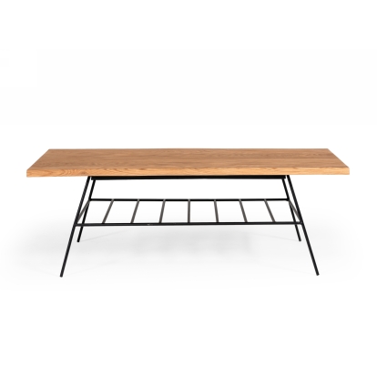 Modrest Barnum Industrial Oak and Black Iron Live Edge Coffee Table Oak Coffee Table 76706 VGAFSH17-CT8
