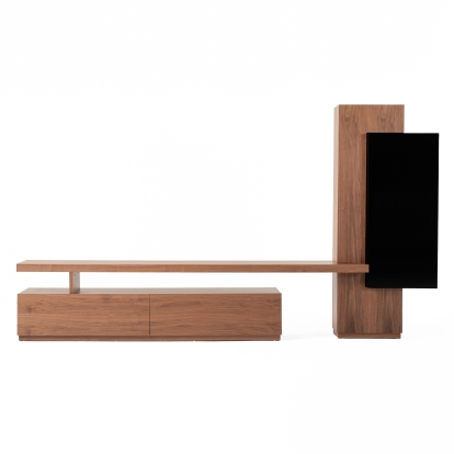 Modrest Bashia Contemporary Walnut + Black Entertainment Center Walnut TV Stand 81216 VGWCKS001A-WAL