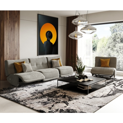 Divani Casa Basil Modern Grey Fabric Large Sofa With 3 Electric Recliners Grey Sofa 81327 VGSX-BASIL-GRY-3PC