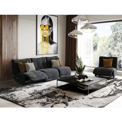 Divani Casa Basil Modern Dark Grey Fabric Small Sofa With 3 Electric Recliners Dark Grey Sofa 81780 VGSX-BASIL-DKGRY-S-3PC