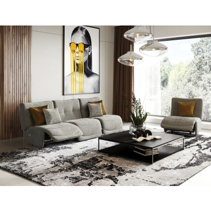 Divani Casa Basil Modern Grey Fabric Small Sofa With 3 Electric Recliners Light Grey Sofa 81779 VGSX-BASIL-GRY-S-3PC-1