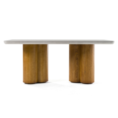 Modrest Bateman Modern Faux Concrete + Walnut Dining Table Walnut Dining Table 81549 VGMC-GF-1C011