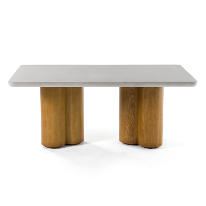 Modrest Bateman Modern Faux Concrete + Walnut Dining Table Walnut Dining Table 81549 VGMC-GF-1C011