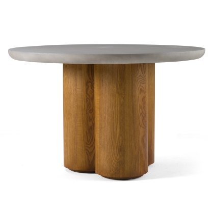 Modrest Bateman Modern Faux Concrete + Walnut Round Dining Table Walnut Dining Table 81550 VGMC-GF-1C009
