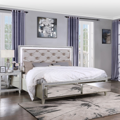 Acme Sliverfluff CK Bed with Led & Storages Model BD00240CK