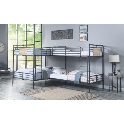 ACME Cordelia Sandy Black Dark Bronze Hand Brushed L Shape Bunk Bed (T/T/F/F) Model BD00365