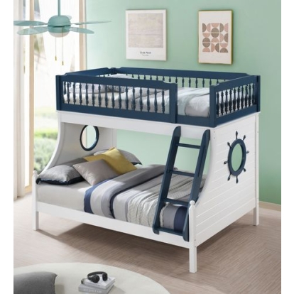 ACME Farah Navy Blue & White Bunk Bed (Twin | Full) Model BD00493