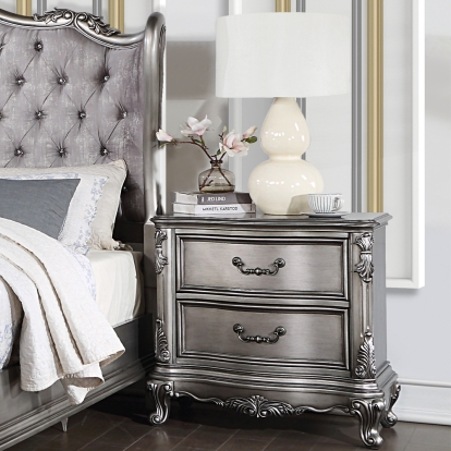 ACME Ariadne Antique Platinum Nightstand Model BD00604