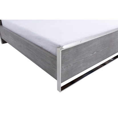 Modrest Charlene Modern Grey Elm & Stainless Steel Bedroom Set Grey Bed 80258|80259 VGVC-CHARLENE-SET