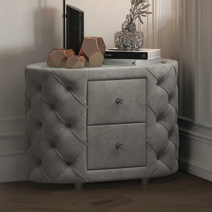 ACME Perine Gray Velvet Nightstand Model BD01063