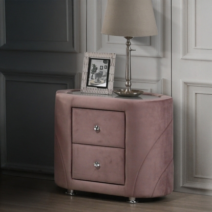 ACME Salonia Pink Velvet Nightstand Model BD01184