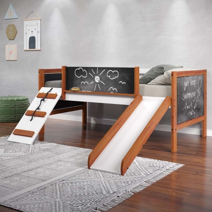 ACME Aurea Cherry Oak & White Twin Loft Bed Model BD01409