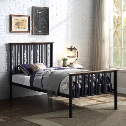 ACME Zudora Antique Oak & Black Twin Bed Model BD01747T