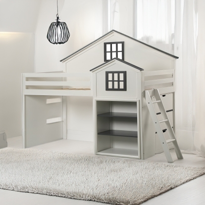 ACME Ratana White & Gray Loft Bed Model BD02052