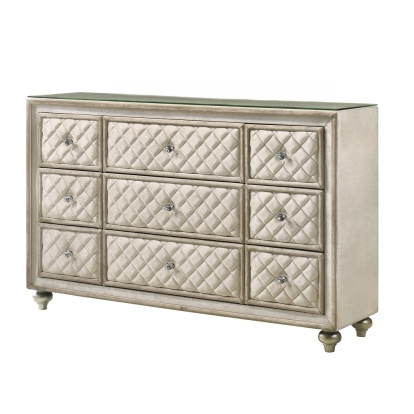 ACME Lucienne Beige Velvet Dresser Model BD02338