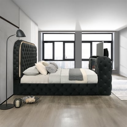 Acme Kana Eastern King Bed with LED, Fireplace & TV Stand Model BD03121EK