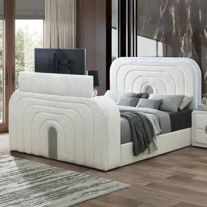 Acme Shelyn EK Bed with LED, TV Cabinet, Fireplace & Bluetooth Model BD04751EK