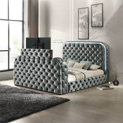 Acme Kana Eastern King Bed with LED, Fireplace & TV Stand Model BD05071EK
