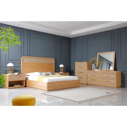 LA Furniture Eastern King Gavin Modern Natural Ash + Rattan Bedroom Set VGVC-BD2411-SET-NAT-EK Contemporary Style by Vig Furnitrue Number 83336 Catch Home Goods
