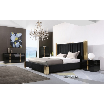 LA Furniture Queen Token Modern Black & Gold Bedroom Set VGVCBD815-SET-Q Contemporary Style by Vig Furnitrue Number 74259 Catch Home Goods
