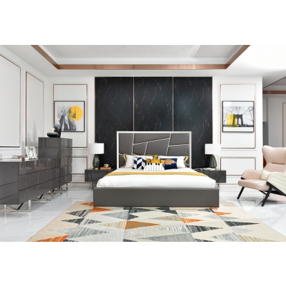 LA Furniture Queen Chrysler Modern Grey Bedroom Set VGVCBD8978-SET-GRY-Q Contemporary Style by Vig Furnitrue Number 74981 Catch Home Goods