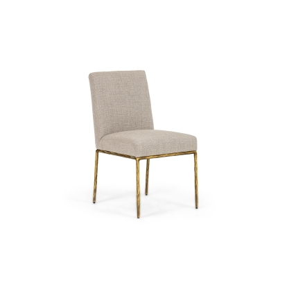 Modrest Beasley Modern Beige Linen + Brass Dining Chair Beige Dining Chair 81805 VGMY-3756-BGE