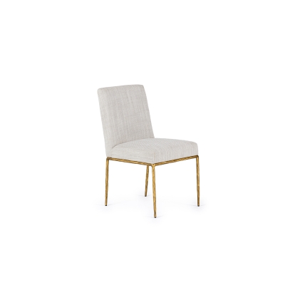 Modrest Beasley Modern Off-White Linen + Brass Dining Chair Off-White Dining Chair 81806 VGMY-3756-WHT