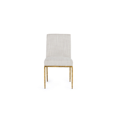 Modrest Beasley Modern Off-White Linen + Brass Dining Chair Off-White Dining Chair 81806 VGMY-3756-WHT