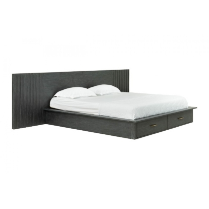 Modrest Manchester- Contemporary Platform Dark Grey Bed with Two Nightstands Dark Grey Bed 80222|80223 VGWD-HLF2-BED-WNS