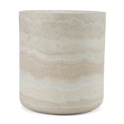 Modrest Benji Modern Faux Travertine Round End Table Beige End Table 82632 VGIP-ST901