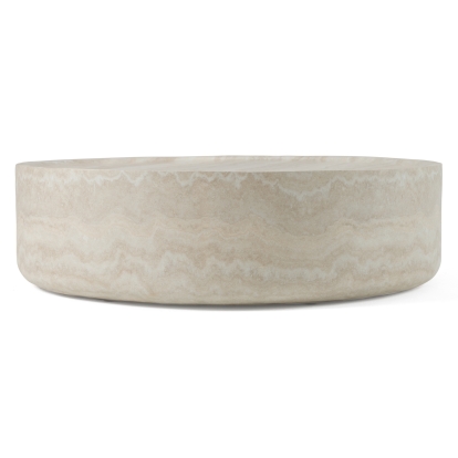 Modrest Benji Modern Faux Travertine Round Large Coffee Table Beige Coffee Table 82634 VGIP-ST903