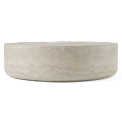 Modrest Benji Modern Faux Travertine Round Small Coffee Table Beige Coffee Table 82633 VGIP-ST902