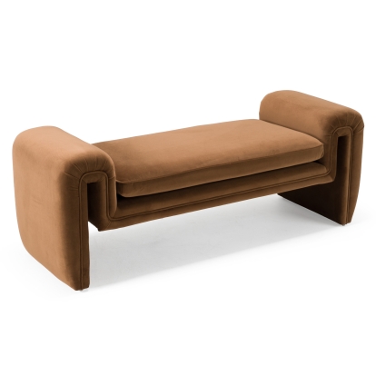 Divani Casa Bentley Modern Brown Velvet Bench Brown Bench 83260 VGAH-AG146-OT-BRN